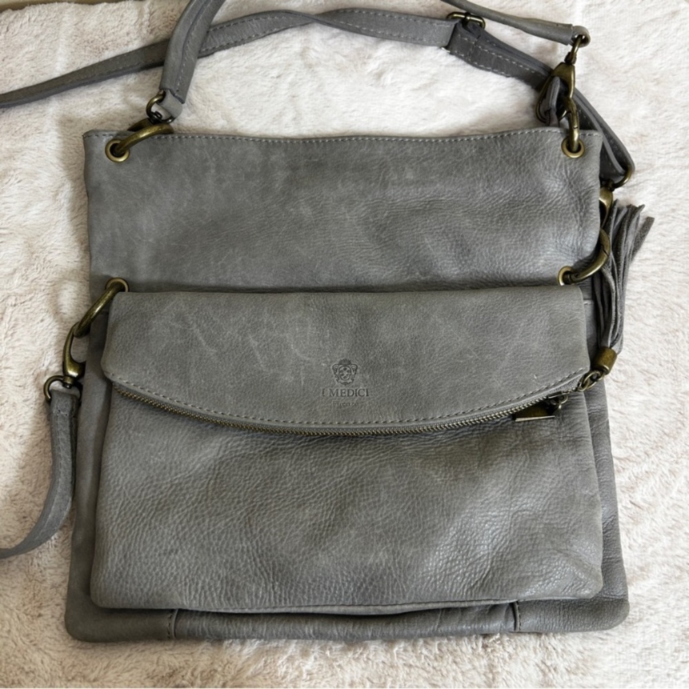 Gray Crossbody Bag with Soft Texture and Versatile Design
